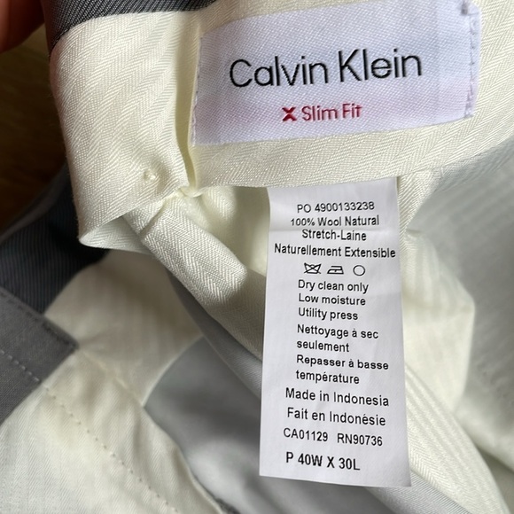 Calvin Klein Men’s Wool Stretch Slim Fit Dress Suit Pants, Light Grey, 40Wx30L - Picture 6 of 6